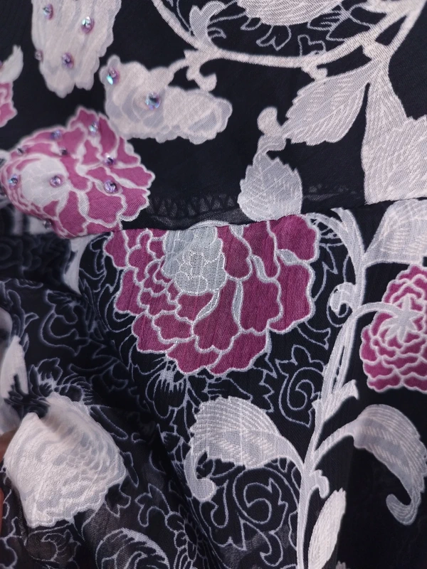 Black floral Y2K midi dress — Vintage 2000s slip boho chic