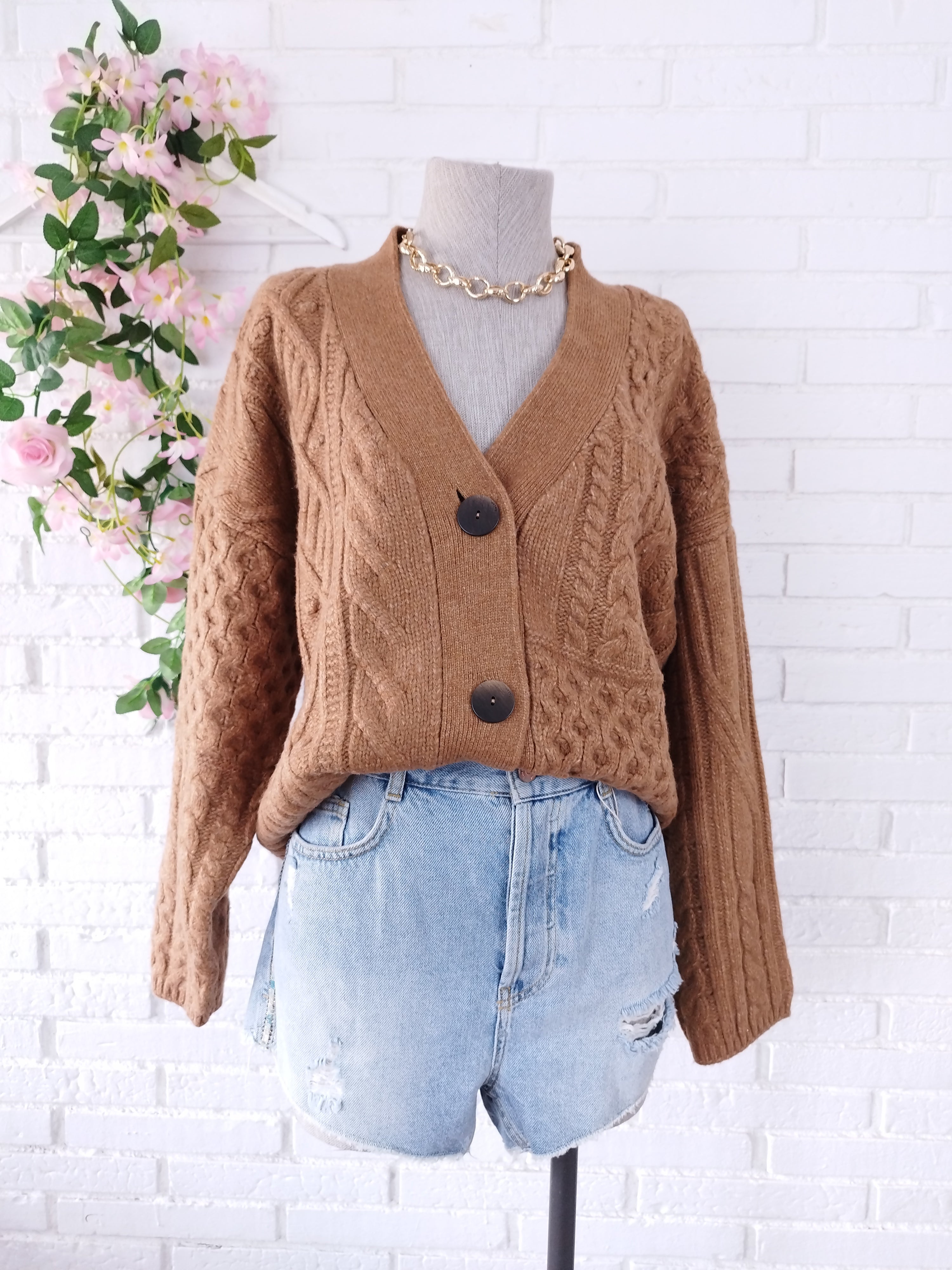 Cardigan SALSA Oversize Trenzado Grueso