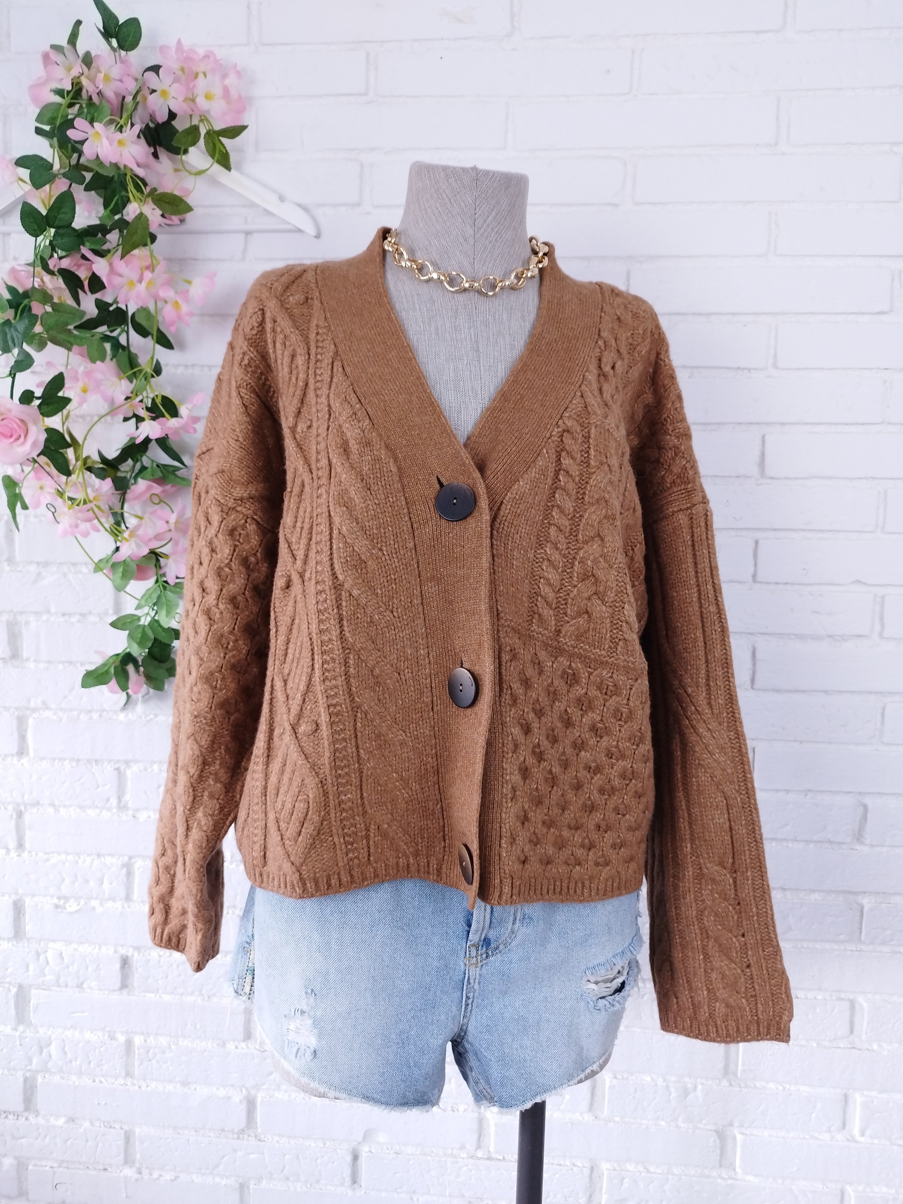 Cardigan SALSA Oversize Trenzado Grueso