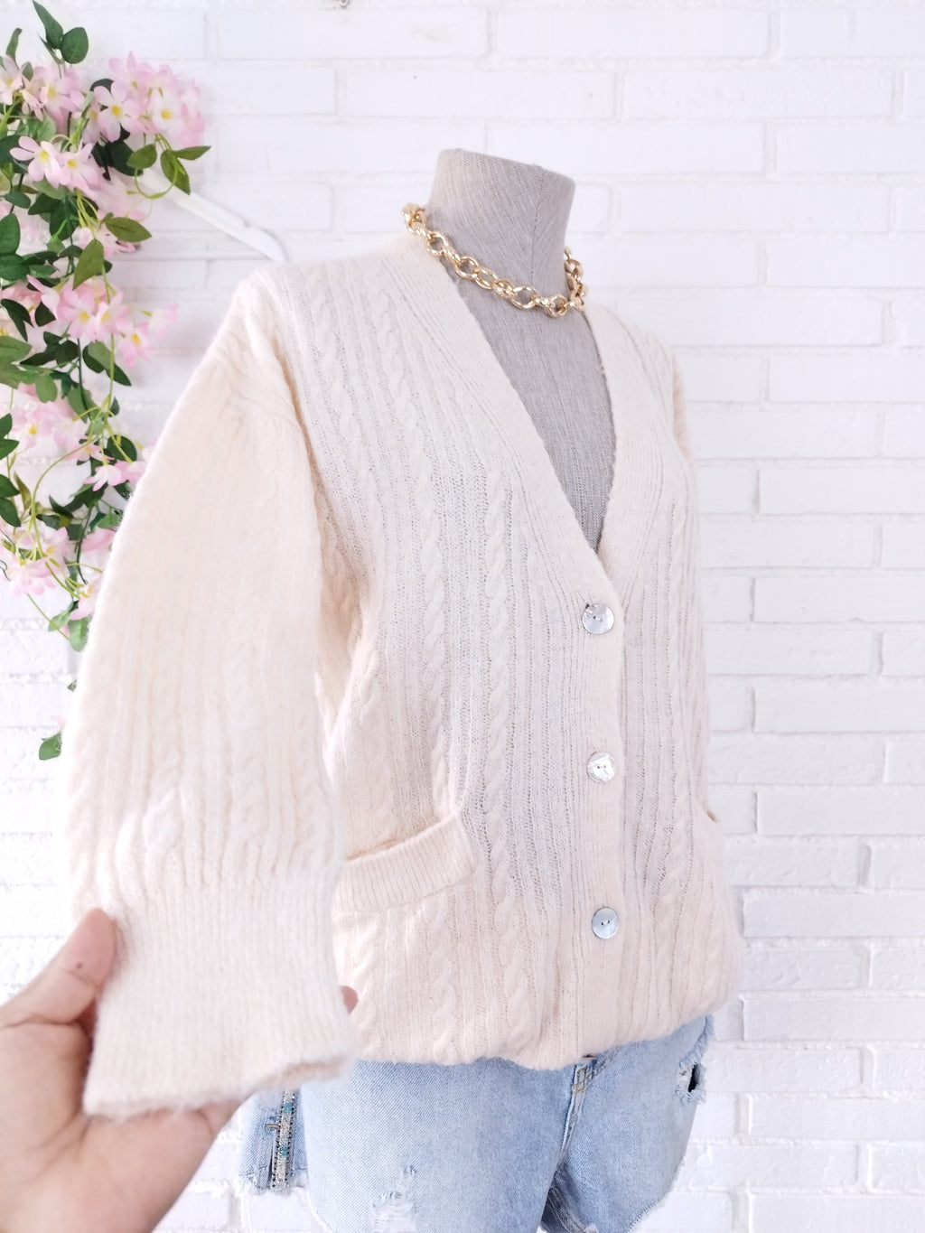 Cardigan MANGO con Lama Largo Punto Trenzado