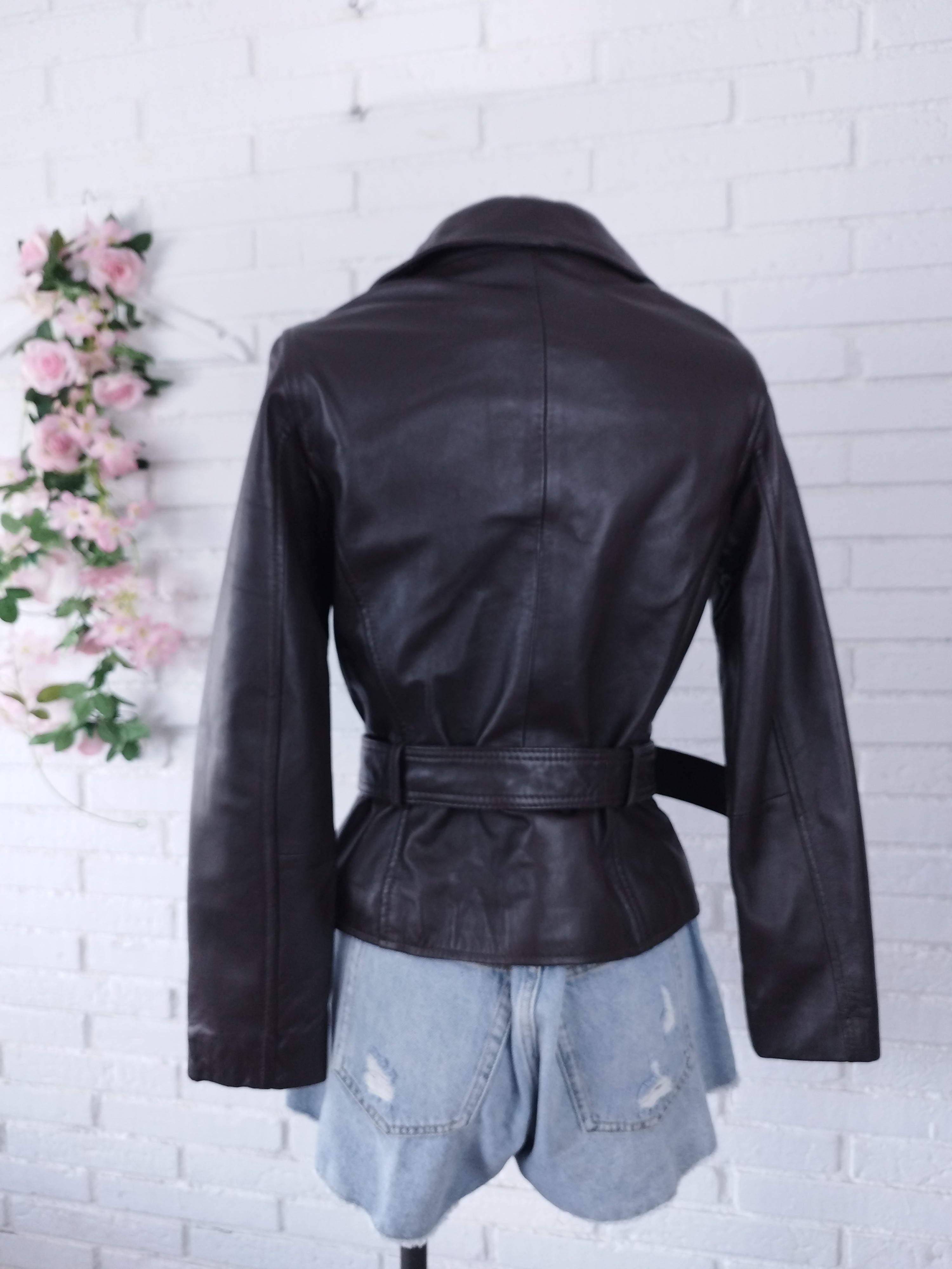 Vintage 90s Leather Jacket — Brown Moto Street Style