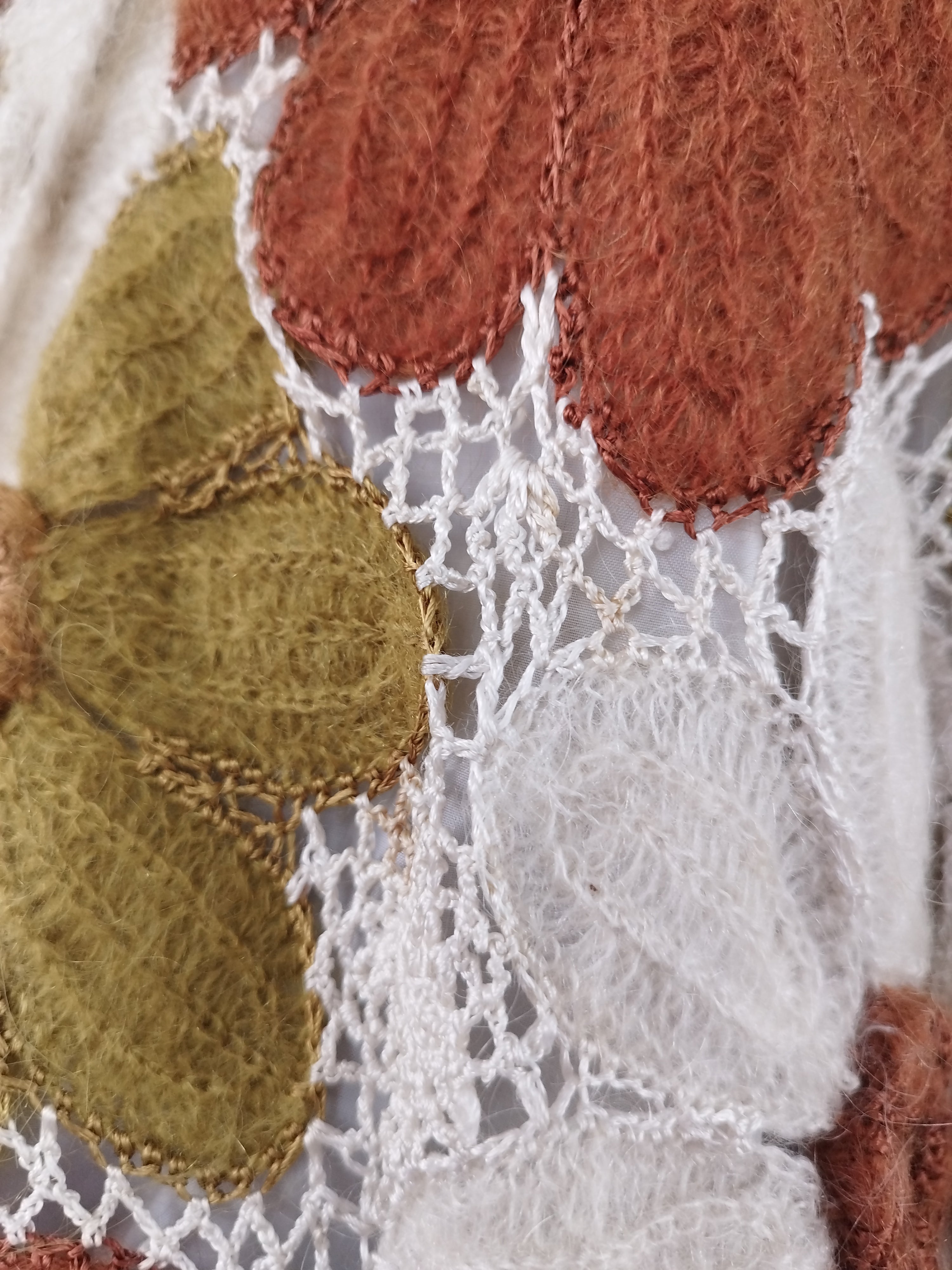 Vintage 90s Long Cardigan — Handmade Crochet & Knit, Floral Design & Wool