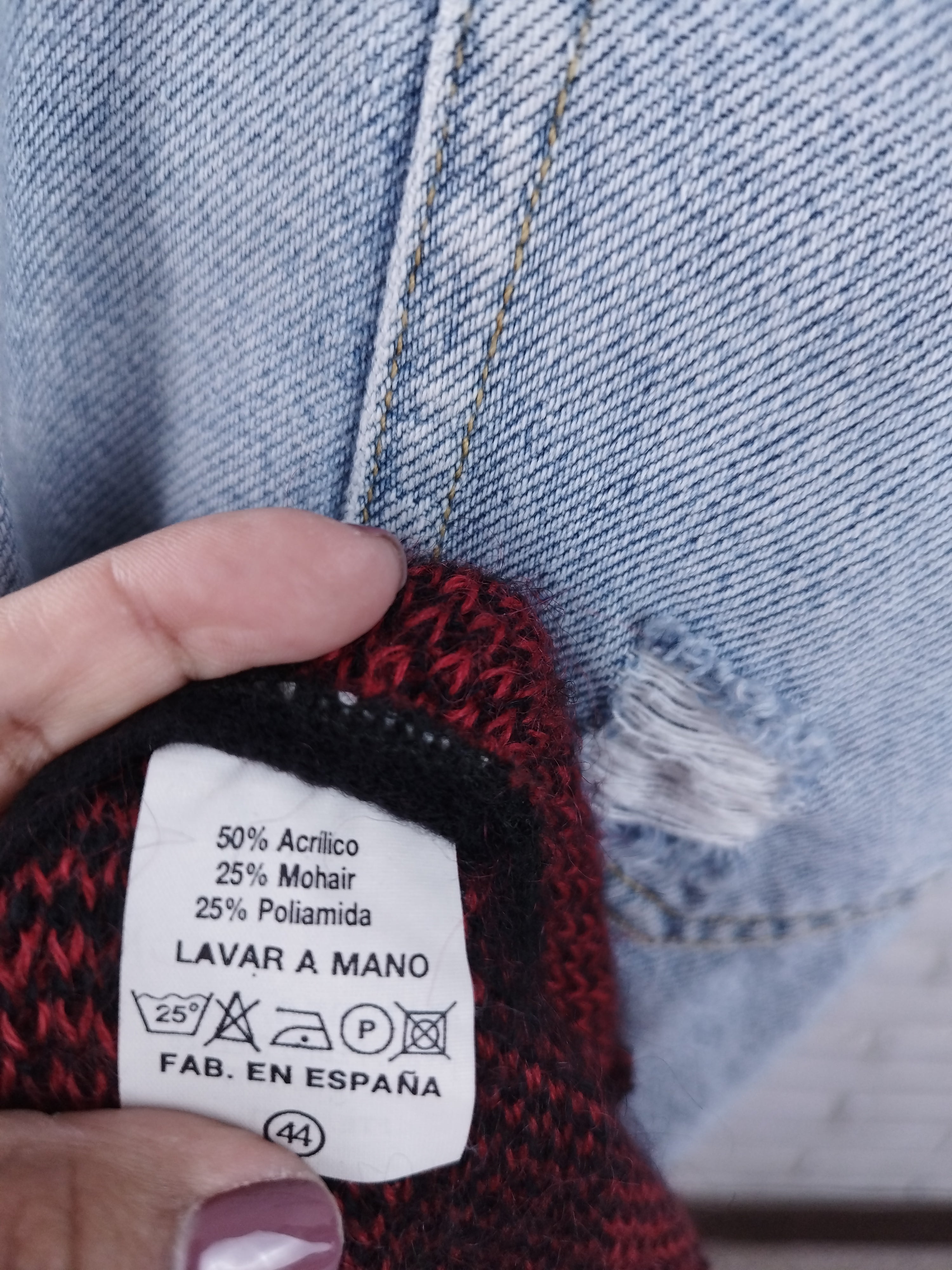 Vintage 90s Wool Knit Sweater — High Neck, Geometric Jacquard & Red-Black Palette