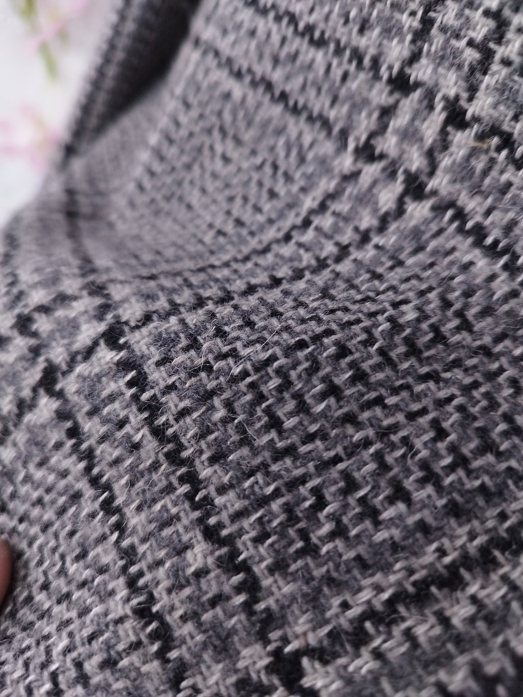 Vintage 90s Wool Blend Blazer — Classic Winter Cut &  Grey Check Pattern