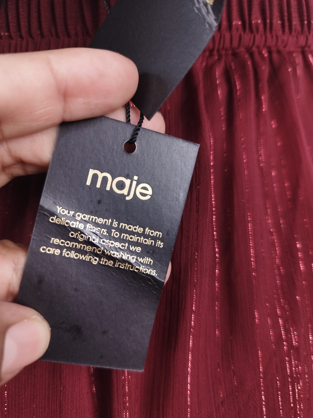 Falda MAJE Midi Fluida Hilos Metálicos