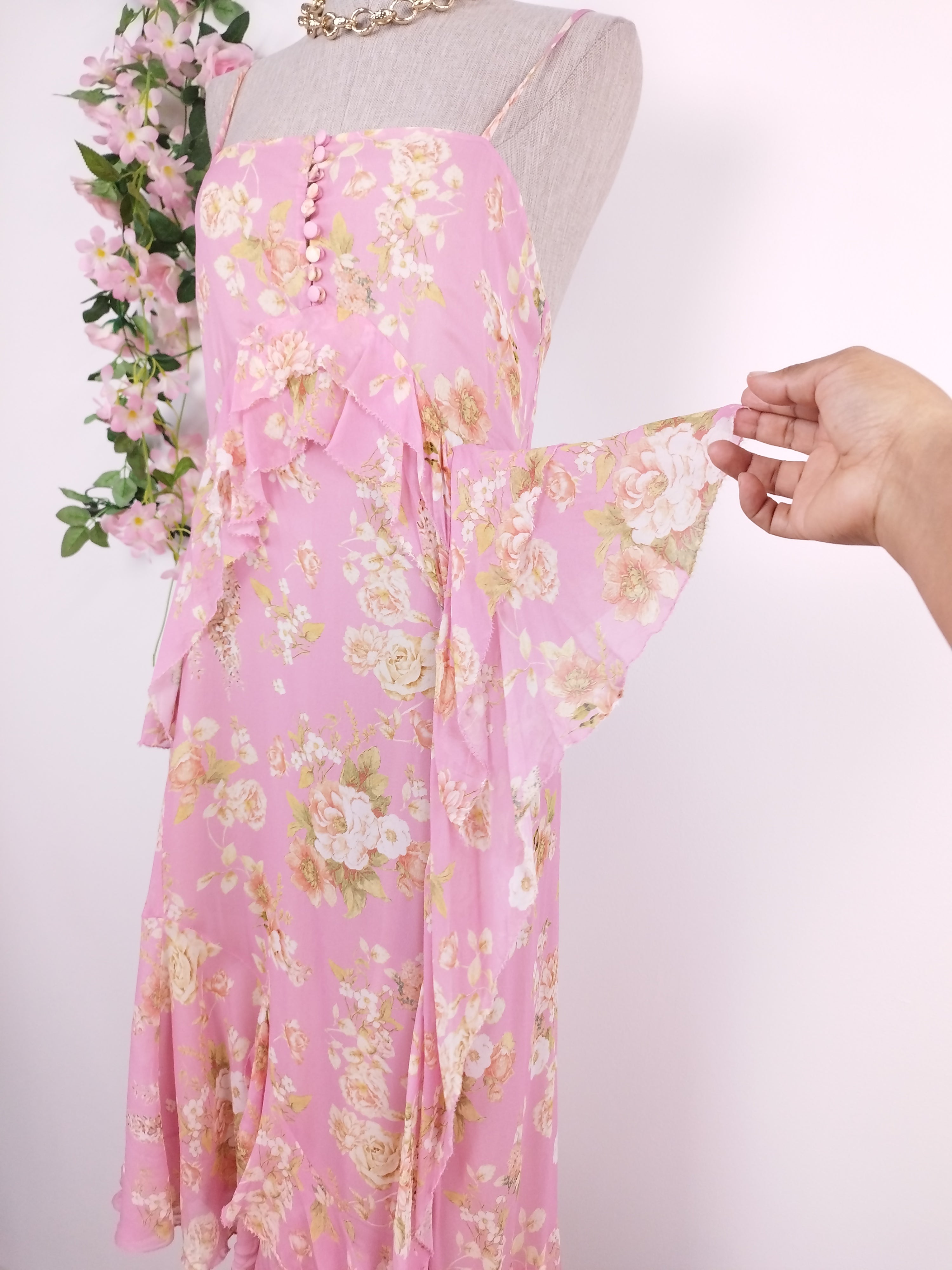 Vestido ZARA Lencero Volantes Espalda Descubierta