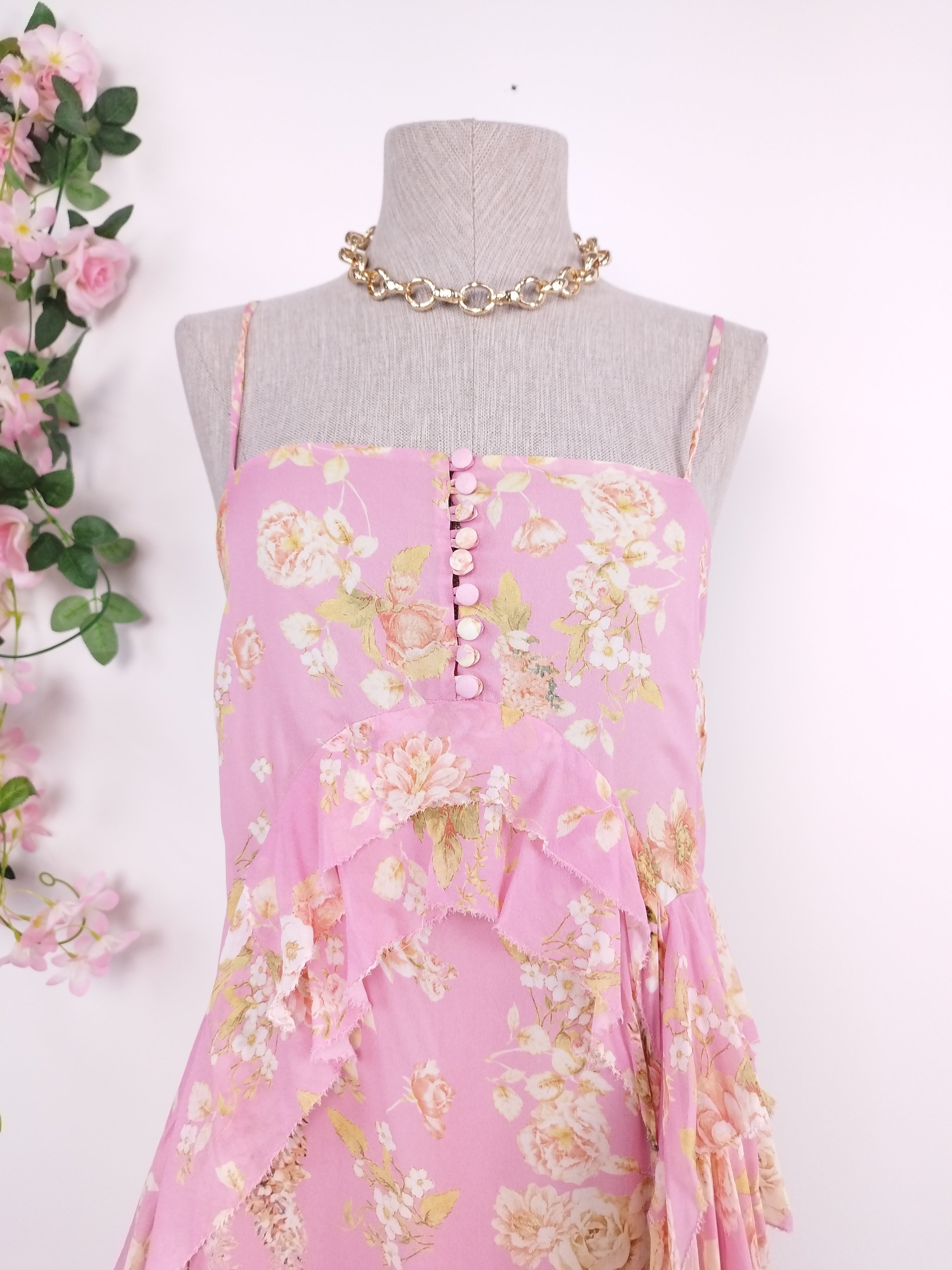 Vestido ZARA Lencero Volantes Espalda Descubierta