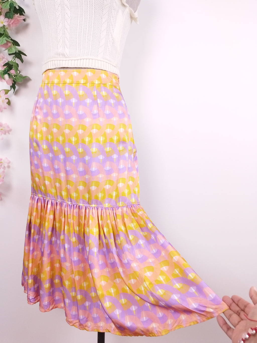 Falda SANDRO Midi Satinada Ibicenco