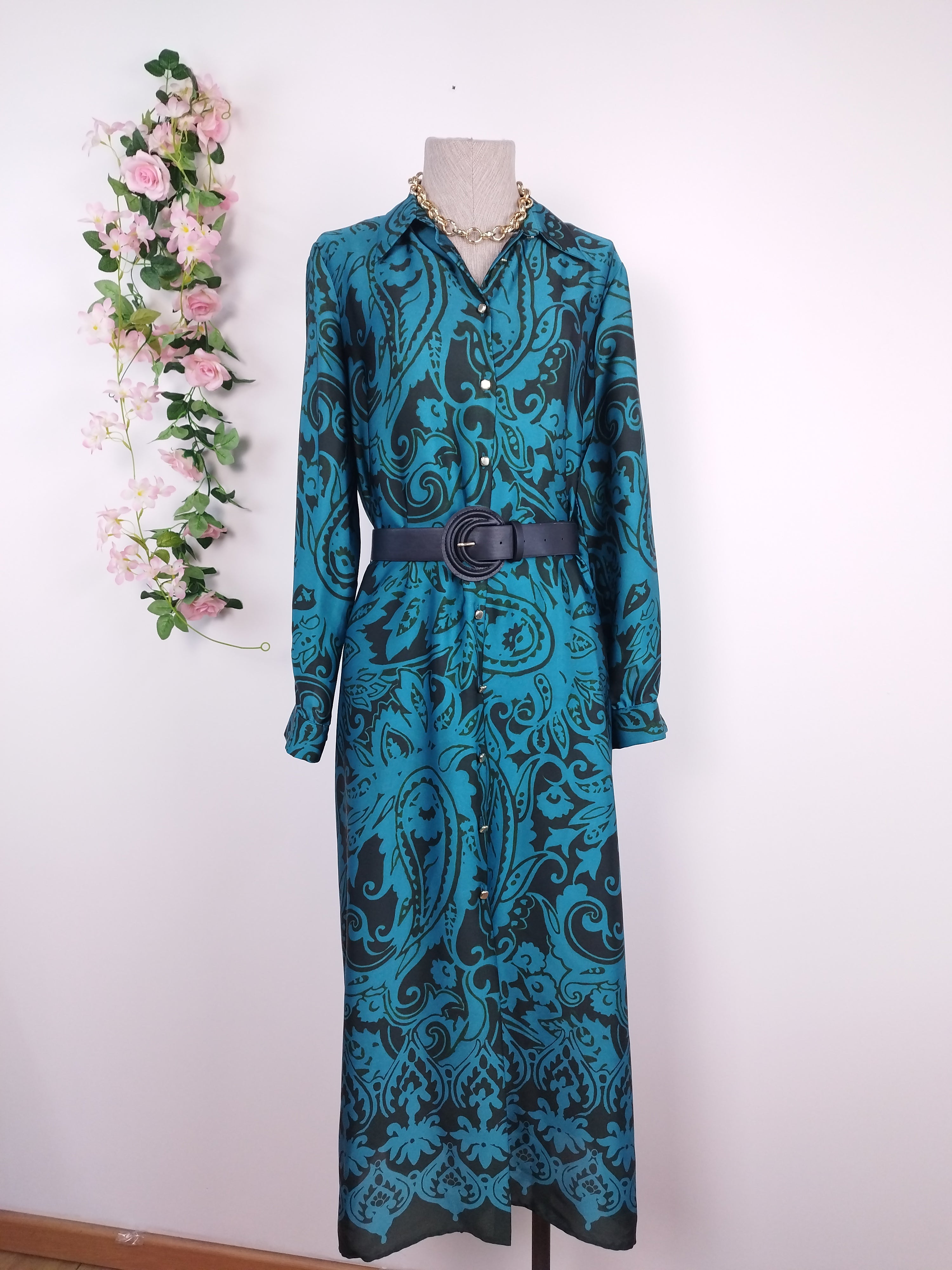 Vestido ZARA Largo Camisero satinado