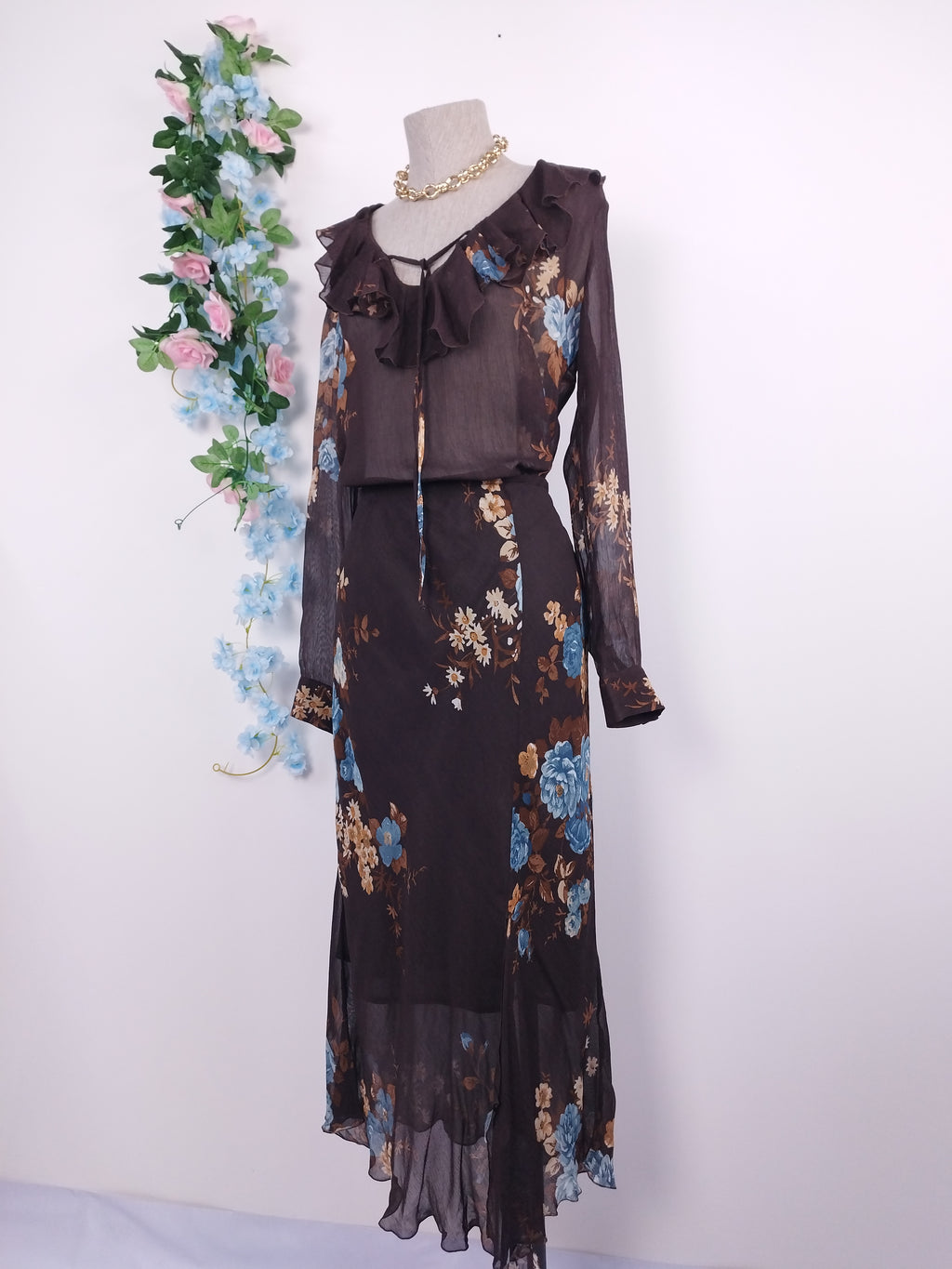 Set VINTAGE Blusa + Falda 90s Floral