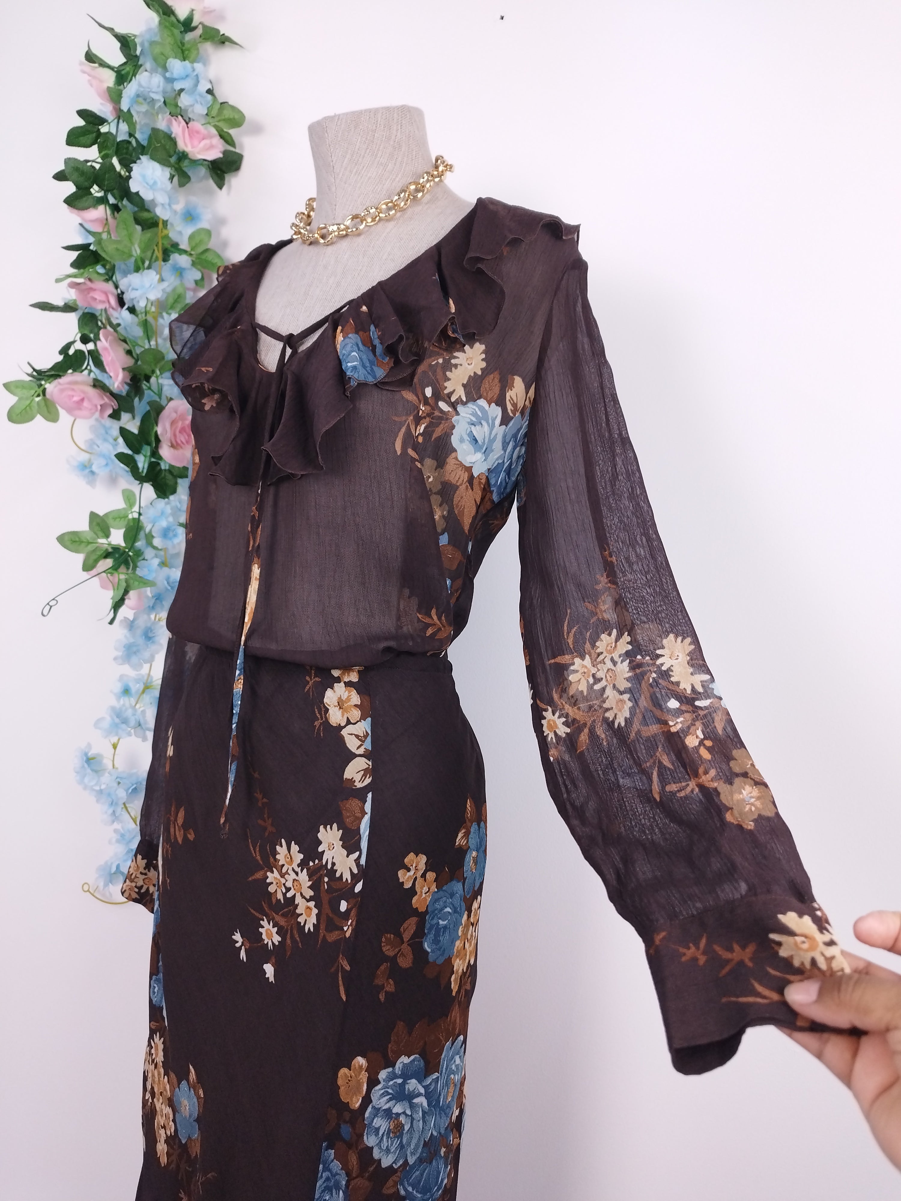 Set VINTAGE Blusa + Falda 90s Floral