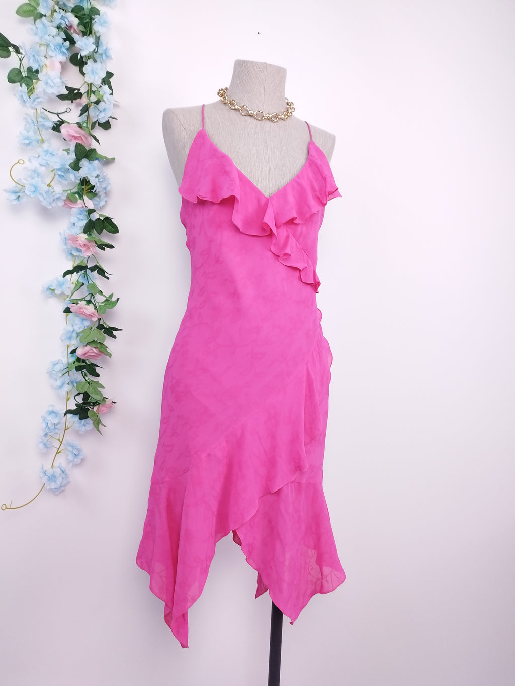 Vestido VINTAGE 90s Lencero Asimétrico volantes