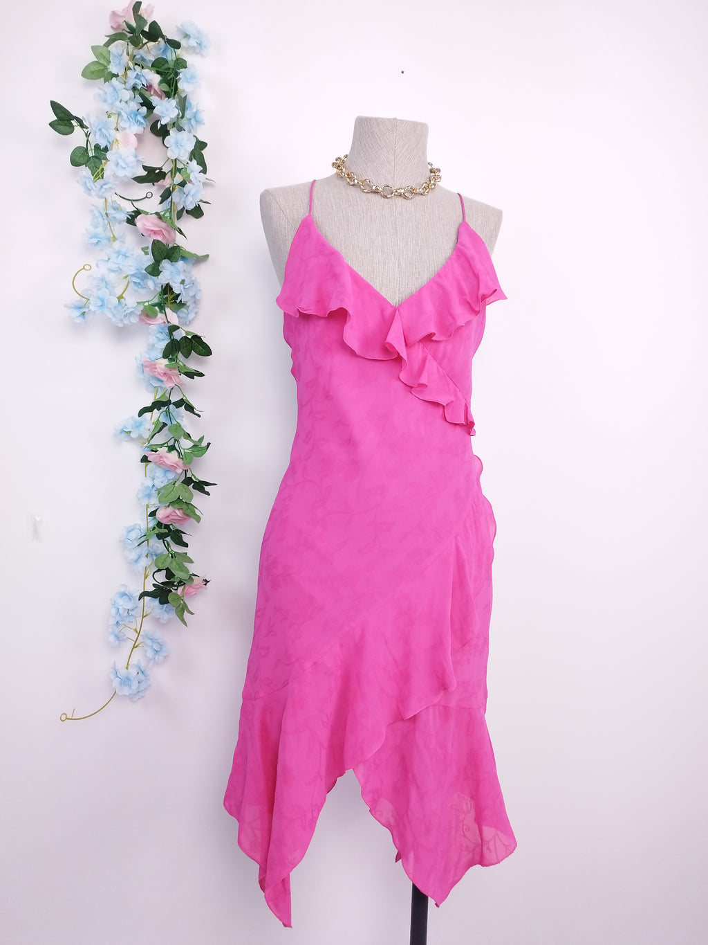 Vestido VINTAGE 90s Lencero Asimétrico volantes