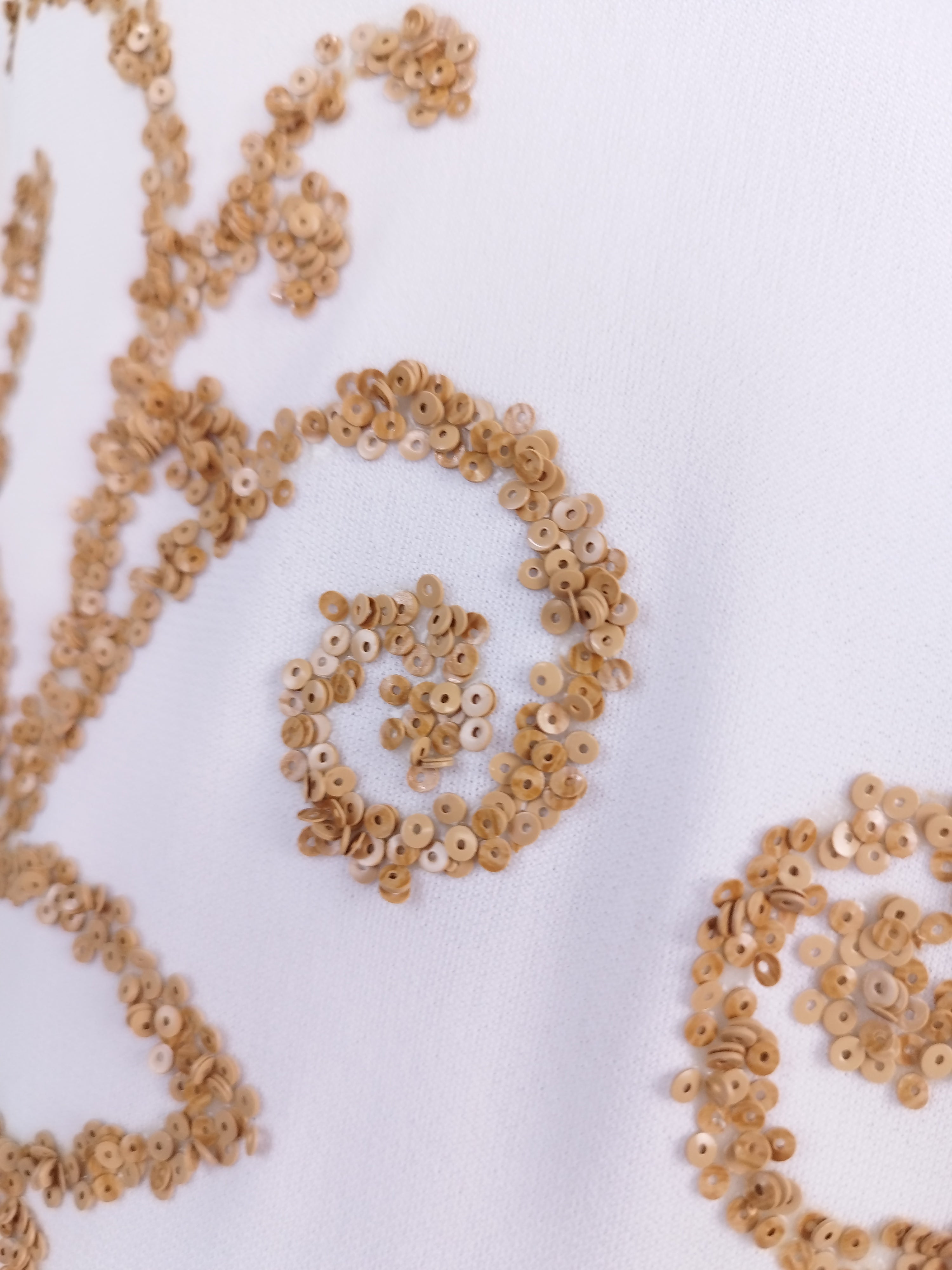 White Y2K gold sequin dress — Made in Italy halter midi