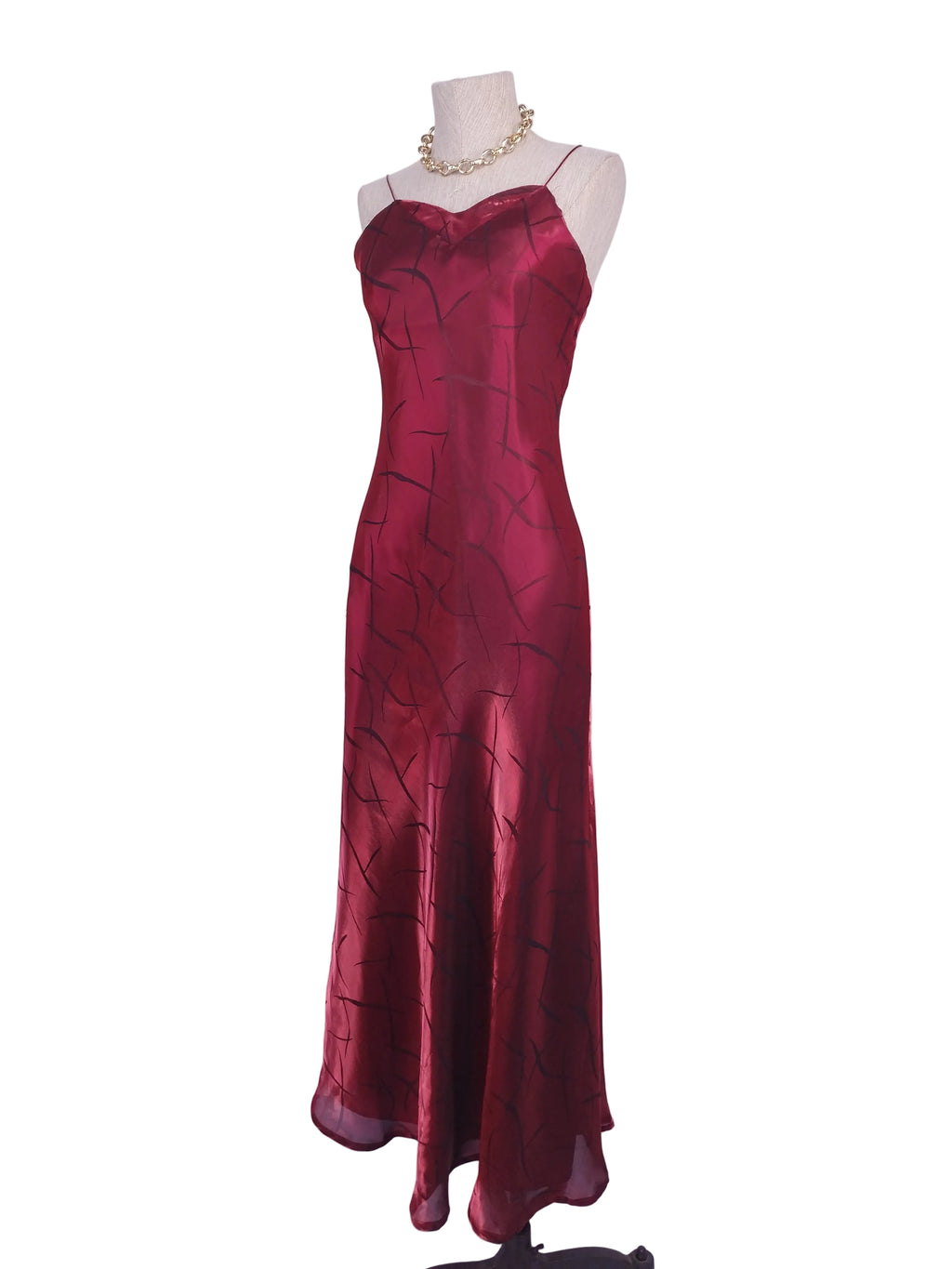 Iridescent red slip dress — Vintage 2000s lingerie-chic gala