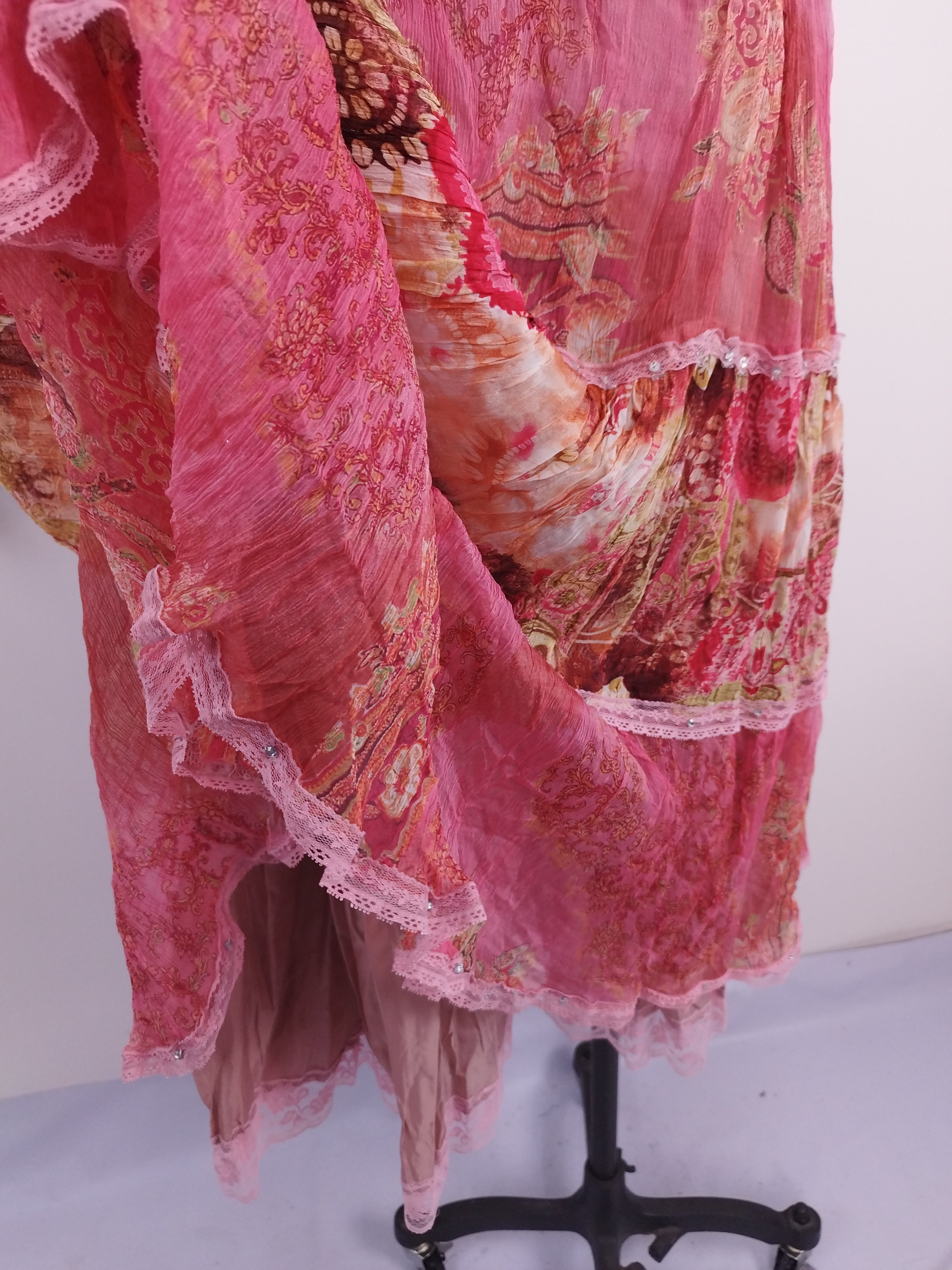 Falda Larga Vintage 2000s 100% Seda Boho