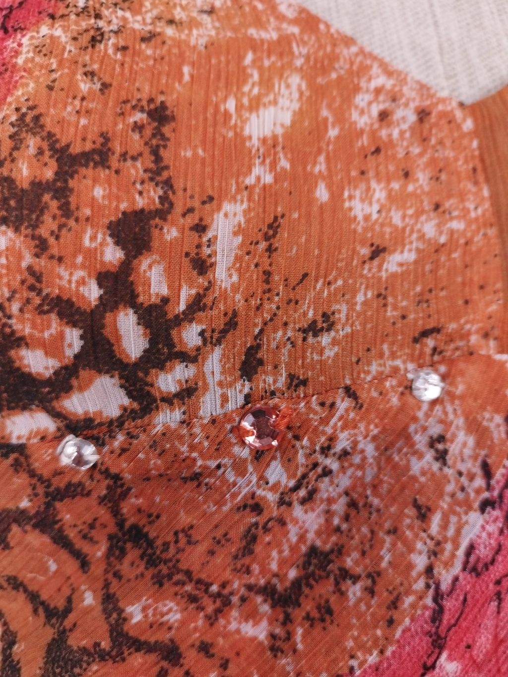 Vintage 2000s Y2K Chiffon Top — V-Neck, Ibiza Print & Asymmetric Layers