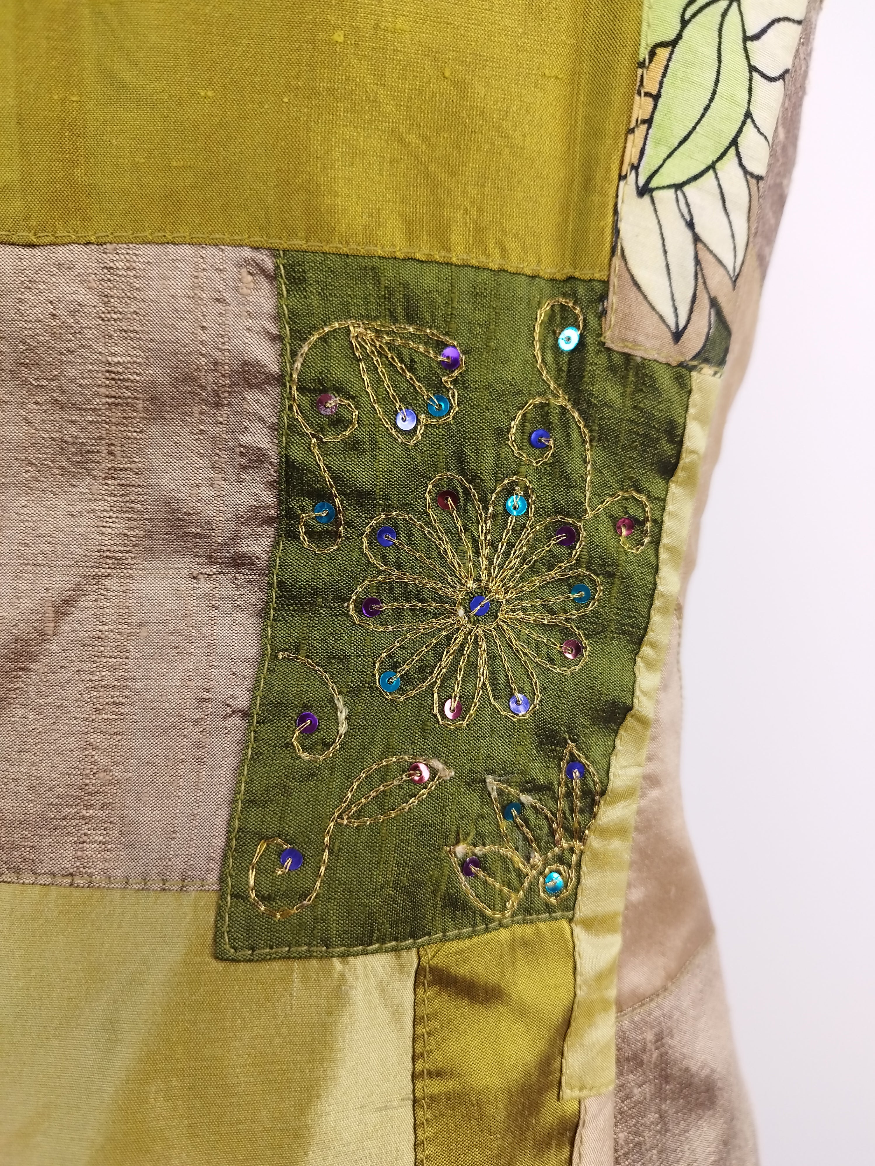 Vintage Y2K Corset — Strapless, Patchwork & Adjustable Back Tie